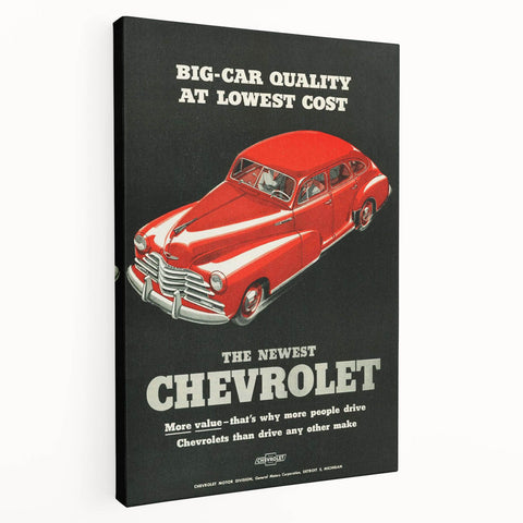 Vintage Chevrolet Car Ad Poster | Retro 1940s Auto Art