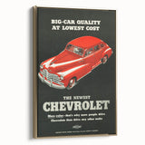 Vintage Chevrolet Car Ad Poster | Retro 1940s Auto Art