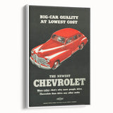 Vintage Chevrolet Car Ad Poster | Retro 1940s Auto Art