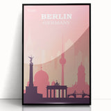 Berlin Retro Travel Poster | Iconic Landmarks & Skyline Art