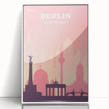 Berlin Retro Travel Poster | Iconic Landmarks & Skyline Art