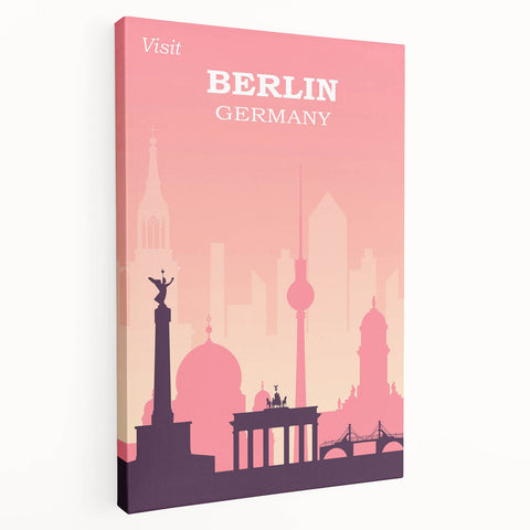 Berlin Retro Travel Poster | Iconic Landmarks & Skyline Art