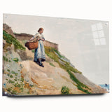 Realism Art Print - Girl Carrying a Basket by Winslow Homer Canvas