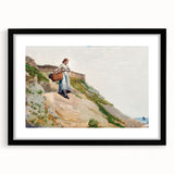Realism Art Print - Girl Carrying a Basket by Winslow Homer Canvas
