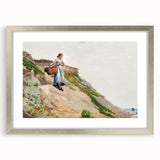 Realism Art Print - Girl Carrying a Basket by Winslow Homer Canvas