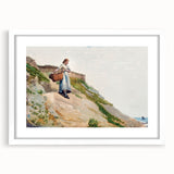 Realism Art Print - Girl Carrying a Basket by Winslow Homer Canvas