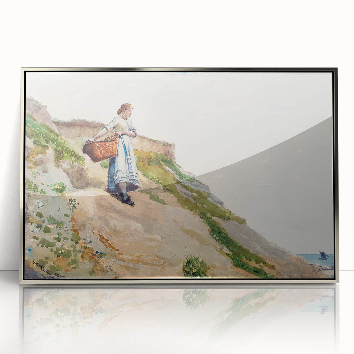 Realism Art Print - Girl Carrying a Basket by Winslow Homer Canvas