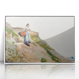 Realism Art Print - Girl Carrying a Basket by Winslow Homer Canvas