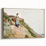 Realism Art Print - Girl Carrying a Basket by Winslow Homer Canvas