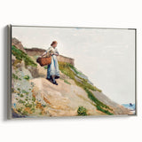 Realism Art Print - Girl Carrying a Basket by Winslow Homer Canvas