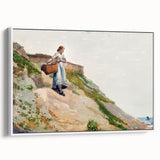 Realism Art Print - Girl Carrying a Basket by Winslow Homer Canvas