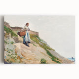Realism Art Print - Girl Carrying a Basket by Winslow Homer Canvas