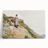 Realism Art Print - Girl Carrying a Basket by Winslow Homer Canvas