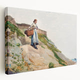 Realism Art Print - Girl Carrying a Basket by Winslow Homer Canvas