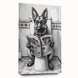 German Shepherd Bathroom Wall Art - Fun Black and White Decor