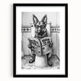 German Shepherd Bathroom Wall Art - Fun Black and White Decor