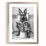 German Shepherd Bathroom Wall Art - Fun Black and White Decor