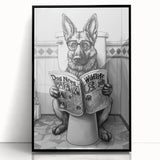 German Shepherd Bathroom Wall Art - Fun Black and White Decor