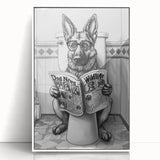 German Shepherd Bathroom Wall Art - Fun Black and White Decor