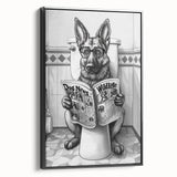German Shepherd Bathroom Wall Art - Fun Black and White Decor
