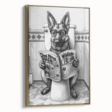 German Shepherd Bathroom Wall Art - Fun Black and White Decor