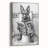 German Shepherd Bathroom Wall Art - Fun Black and White Decor
