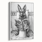 German Shepherd Bathroom Wall Art - Fun Black and White Decor