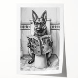 German Shepherd Bathroom Wall Art - Fun Black and White Decor