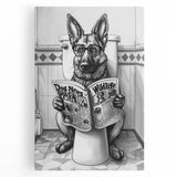 German Shepherd Bathroom Wall Art - Fun Black and White Decor