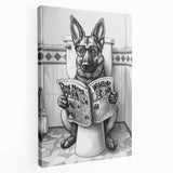 German Shepherd Bathroom Wall Art - Fun Black and White Decor