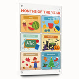 Months of the Year Learning Wall Art - Kids Educational Poster