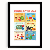 Months of the Year Learning Wall Art - Kids Educational Poster