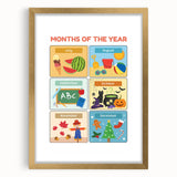 Months of the Year Learning Wall Art - Kids Educational Poster
