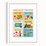 Months of the Year Learning Wall Art - Kids Educational Poster