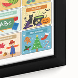 Months of the Year Learning Wall Art - Kids Educational Poster