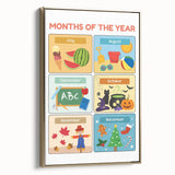 Months of the Year Learning Wall Art - Kids Educational Poster