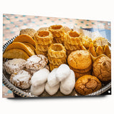 Large abstract wall art depicting a Moroccan landscape in earthy tones on acrylic glass.