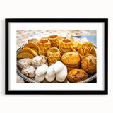 Extra large, textured abstract art print depicting colorful Moroccan scenery on a framed canvas, ideal for living room decor.