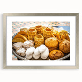 Extra large abstract art print of a Moroccan landscape in earthy tones on a textured canvas, ideal for living room decor.