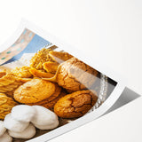 Extra large rolled print of line art flowers in a Moroccan scenery, using earthy tones, ideal for large living room wall art.