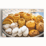 Black and white stretched canvas featuring a Moroccan landscape, ideal for kitchen wall art.