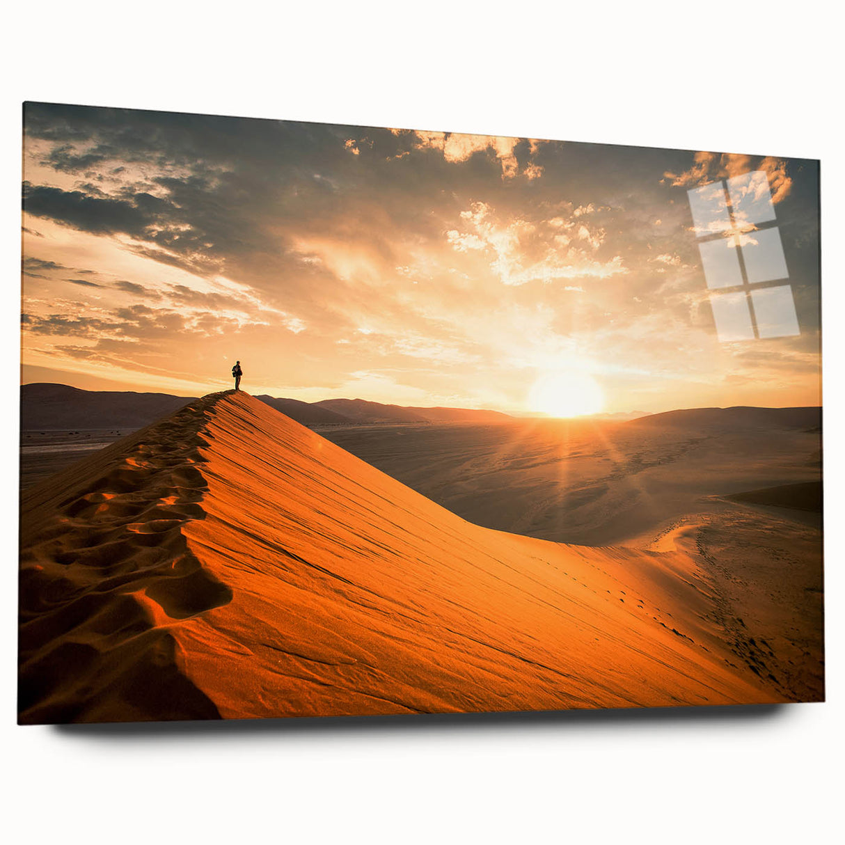 Large abstract wall art of an African scenery in muted earth tones, acrylic print, ideal for bedroom or dining room decor.