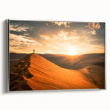 Framed canvas depicting a serene Namibian landscape in muted earth tones, suitable as wall art for bedroom.