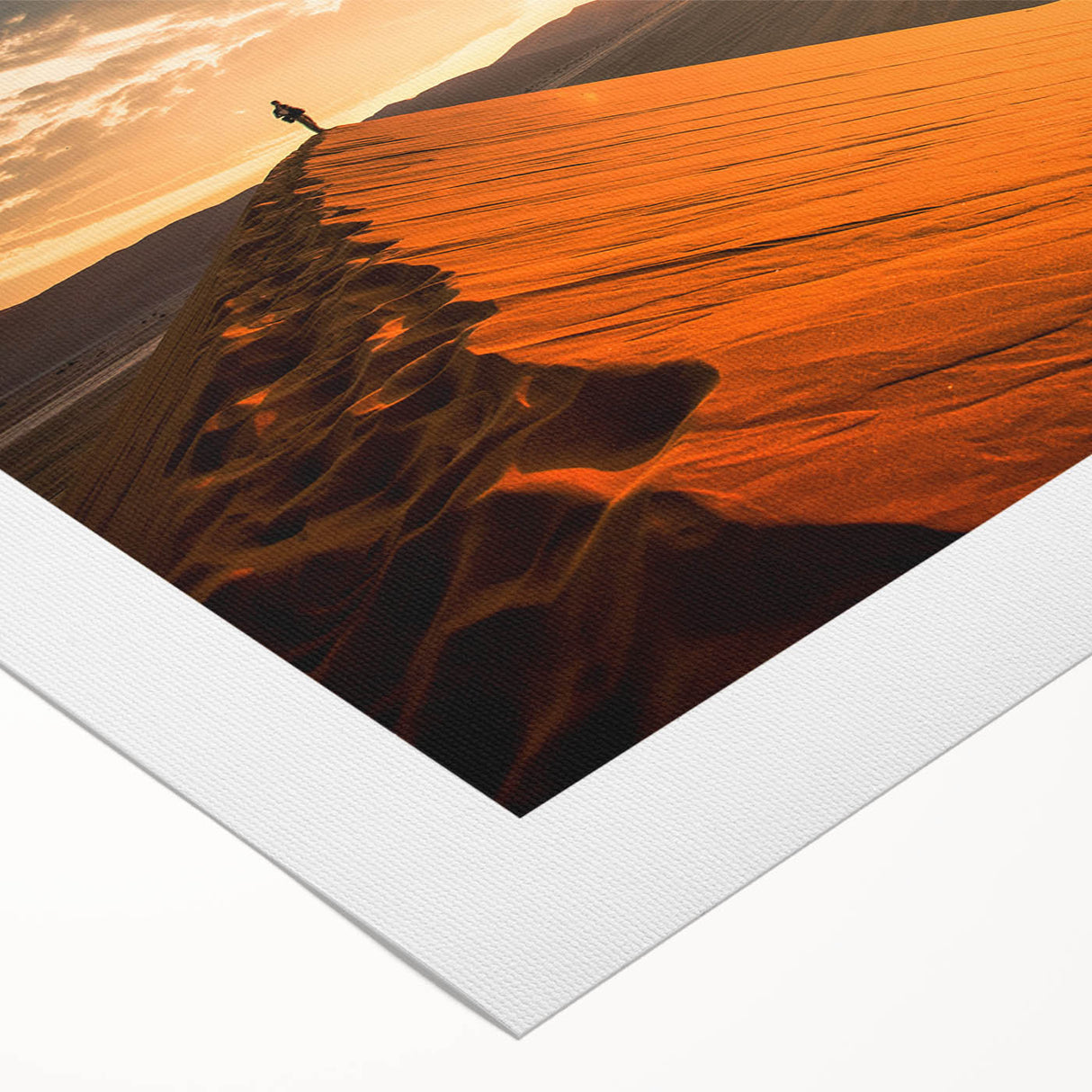 Art deco poster featuring a Namibian landscape in muted earth tones on a rolled canvas, suitable for dining room decor.