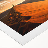 Art deco poster featuring a Namibian landscape in muted earth tones on a rolled canvas, suitable for dining room decor.