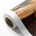 Art deco poster featuring Namibian scenery with warm earth tones on rolled canvas, suitable for dining room wall art.