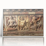 Art deco poster depicting a serene Bangladesh landscape in muted green and blue tones on a framed acrylic.