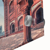 Large abstract wall art featuring a mid-century modernist design of an Indian landscape in earthy tones.