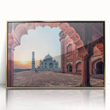 Large art print of an Indian scenery in gold tones on framed acrylic, suitable for modern art wall decor.