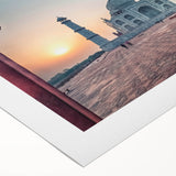 Art deco poster of an Indian landscape in muted earth tones on rolled canvas, suitable for dining room decor.